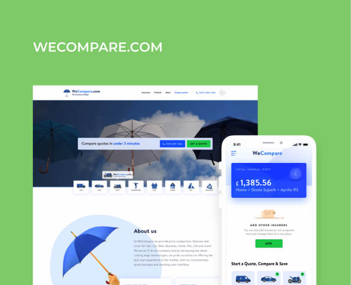wecompare UI/UX website mobile apps